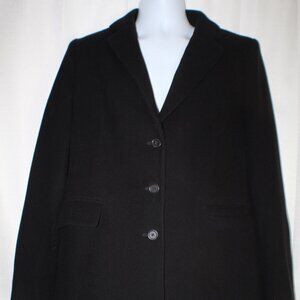 Banana Republic Womans Single Breasted Black Wool Knee Length 3 Button Coat L